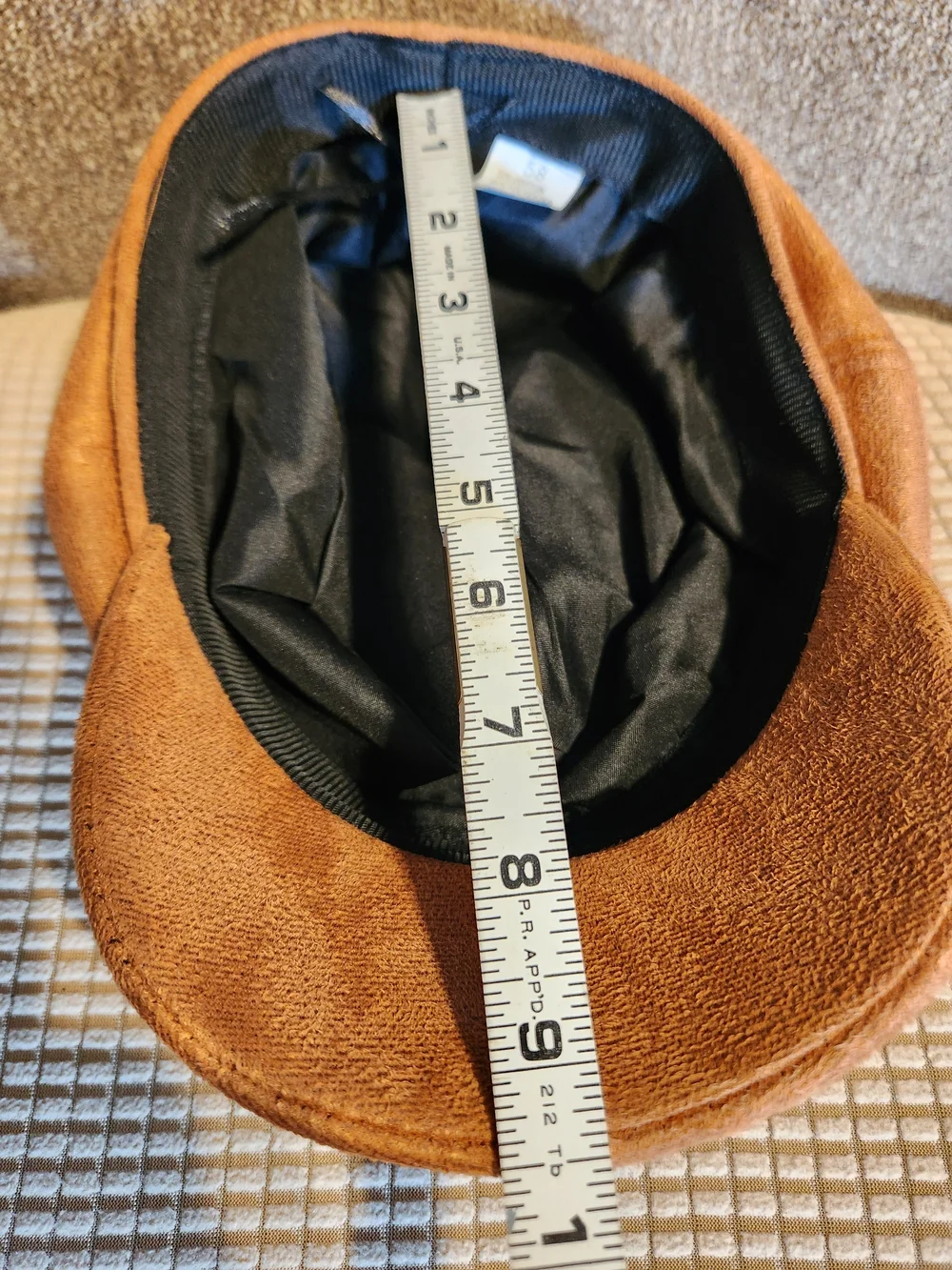 Womens Faux Suede Baker Boy Cap - Brown